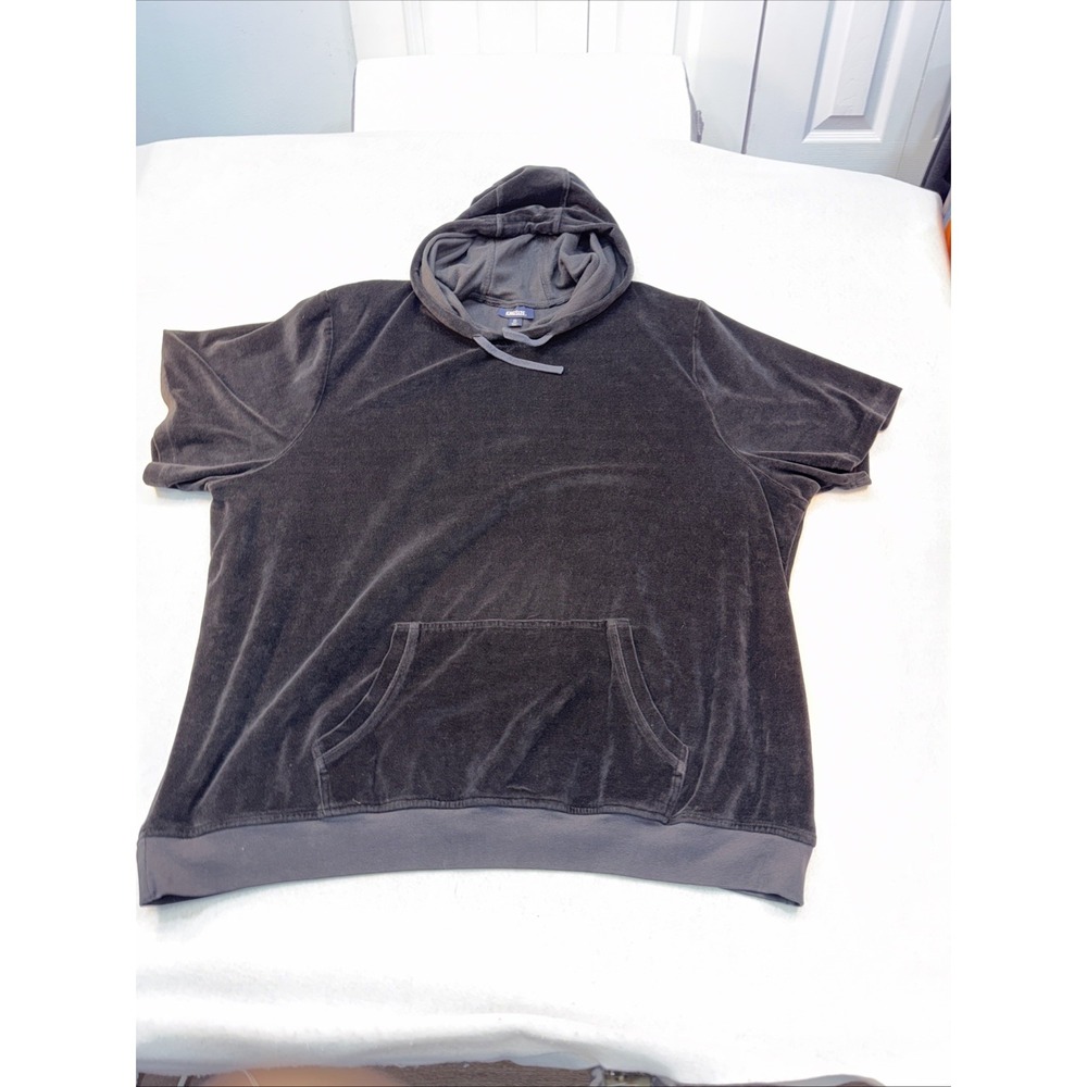 KING SIZE MEN'S SHORT SLEEVE HOODED SWEATSHIRT, SIZE 4XB‎  BIG, Velour/velvet